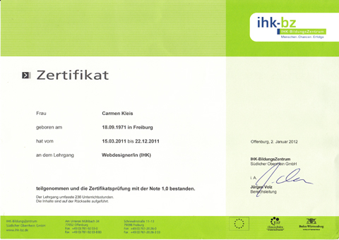 IHK-Zertifikat Webdesigner