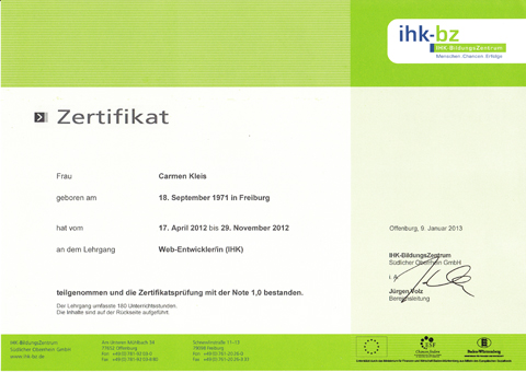 IHK-Zertifikat Webentwickler
